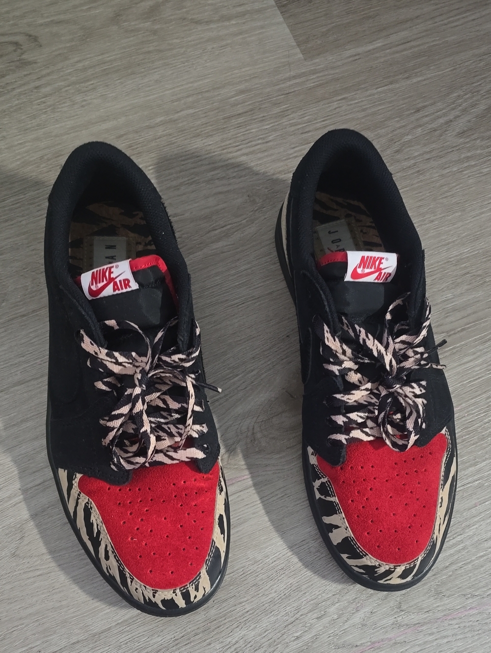 Nike Women’s Low-Top Sneakers — Black, Red & Cream Zebra